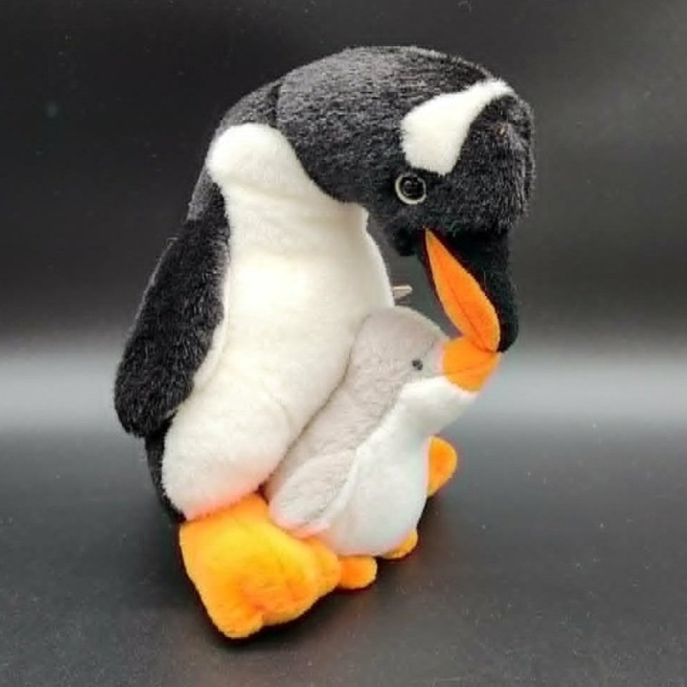 Russ Berrie Black Toddles Penguin Mother and Baby Plush Bird Animal Nursery